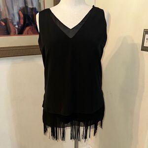 Chico’s Black Label Sleeveless Fringe Top Size 1-Med